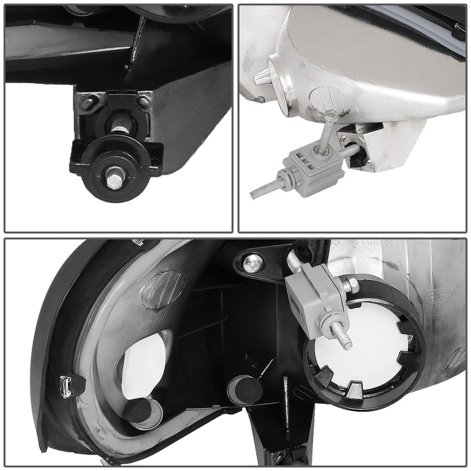 D-Motoring - 99-05 Pontiac Grand AmHeadlights - Chrome Housing - Clear Lens - Clear Corner - Plug-n-Play - Pair - 5