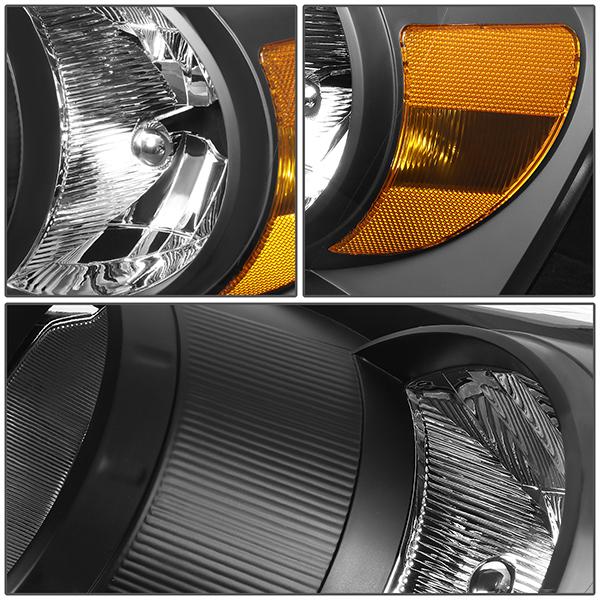 06-09 Ram Truck Headlights - Black Housing - Clear Lens - Amber Corner - Pair - HL-OH-RM06-BK-AM - 4