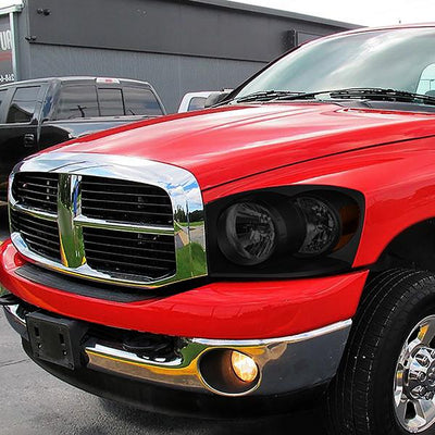 06-09 Ram Truck Headlights - Tinted Housing - Smoked Lens - Amber Corner - Pair - HL-OH-RM06-BK-SM-AM - 7