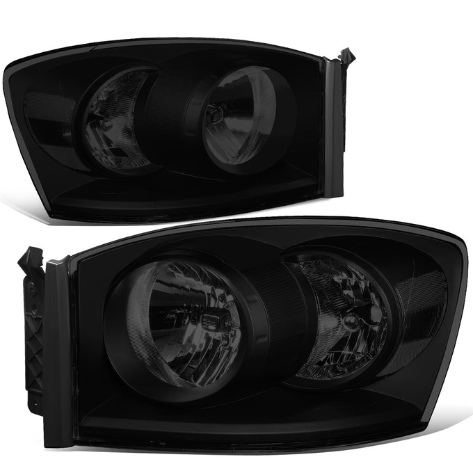 06-09-ram-truck-headlights-tinted-housing-smoked-lens-clear-corner-pair-hl-oh-rm06-bk-sm-cl1 - 2