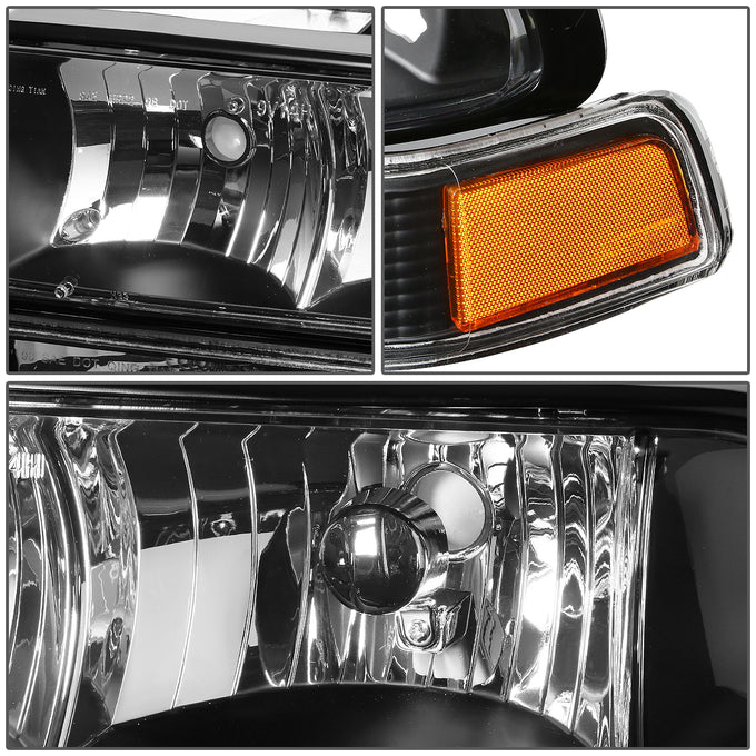 D-Motoring - Headlights - Black Housing - Amber Corner - Plug-n-Play - Pair - Chevrolet Blazer / S10 - 2