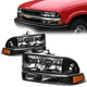 98-04 Chevrolet Blazer S10 Headlights - Black Housing - Amber Corner - Plug-n-Play - Pair