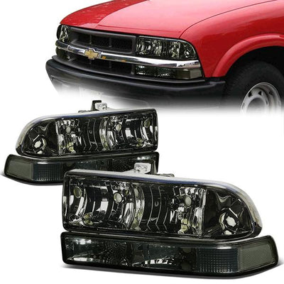 98-04 Chevrolet Blazer S10 Headlights - Smoked Housing - Plug-n-Play - Pair