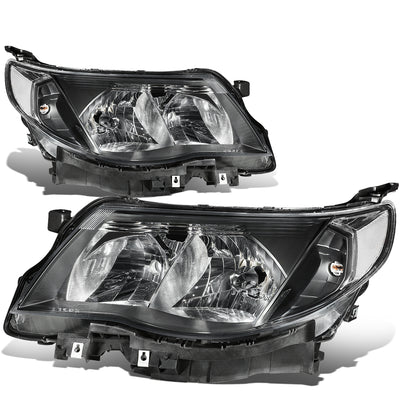 09-13 Subaru Forester Headlights - Black Housing - Clear Corner - Plug-n-Play - Pair