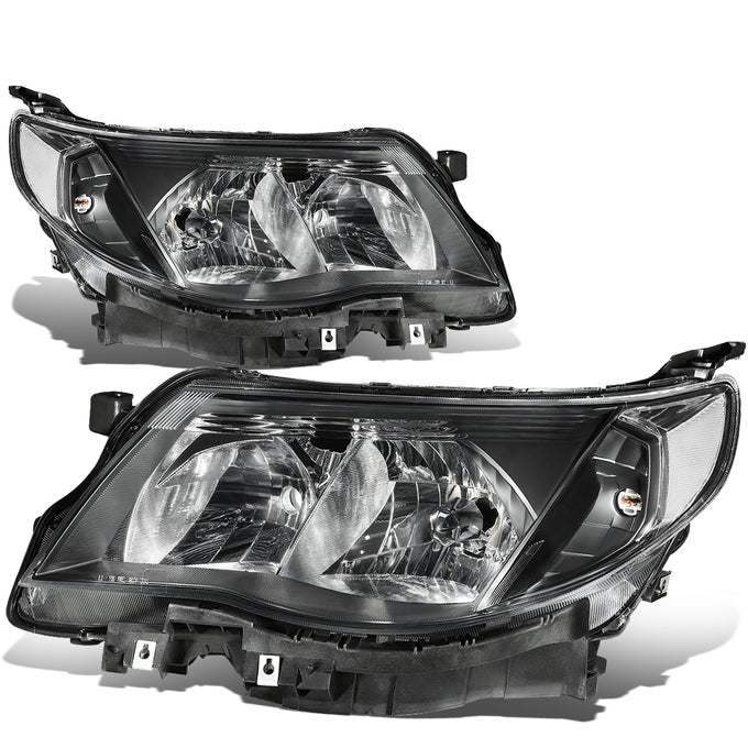 09-13 Subaru Forester Headlights - Black Housing - Clear Corner - Plug-n-Play - Pair