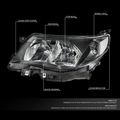 D-Motoring - 09-13 Subaru Forester  Headlights - Black Housing - Clear Corner - Plug-n-Play - Pair - 2