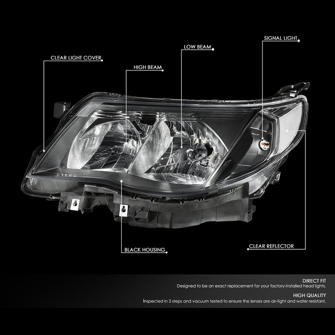 D-Motoring - 09-13 Subaru Forester  Headlights - Black Housing - Clear Corner - Plug-n-Play - Pair - 2