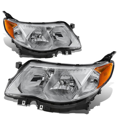 09-13 Subaru Forester Headlights - Chrome Housing - Amber Corner - Plug-n-Play - Pair