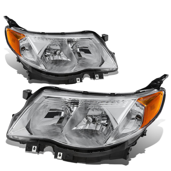 09-13 Subaru Forester Headlights - Chrome Housing - Amber Corner - Plug-n-Play - Pair