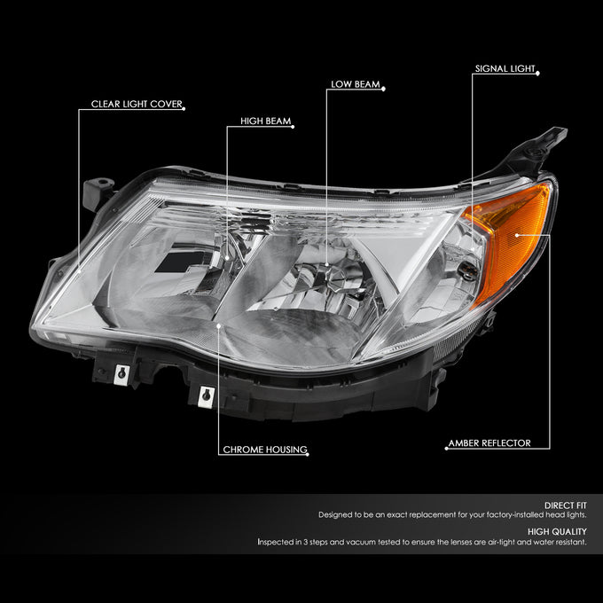 D-Motoring - 09-13 Subaru Forester  Headlights - Chrome Housing - Amber Corner - Plug-n-Play - Pair - 2