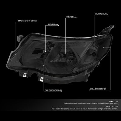 D-Motoring - 09-13 Subaru Forester Headlights - Smoked Housing - Smoked Lens - Clear Corner - Plug-n-Play - Pair - 2