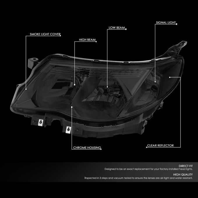 D-Motoring - 09-13 Subaru Forester Headlights - Smoked Housing - Smoked Lens - Clear Corner - Plug-n-Play - Pair - 2