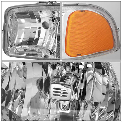 D-Motoring - Headlights - Chrome Housing - Amber Corner - Plug-n-Play - Pair - GMC Sierra 1500(HD) / 2500(HD) / 3500HD / Yukon / Sierra C3 - 2