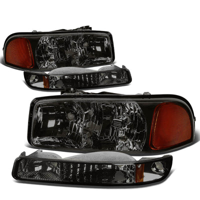 D-Motoring - Headlights - Smoked Lens - Amber Corner - Plug-n-Play - Pair - GMC Sierra 1500(HD) / 2500(HD) / 3500HD / Yukon / Sierra C3 - 1