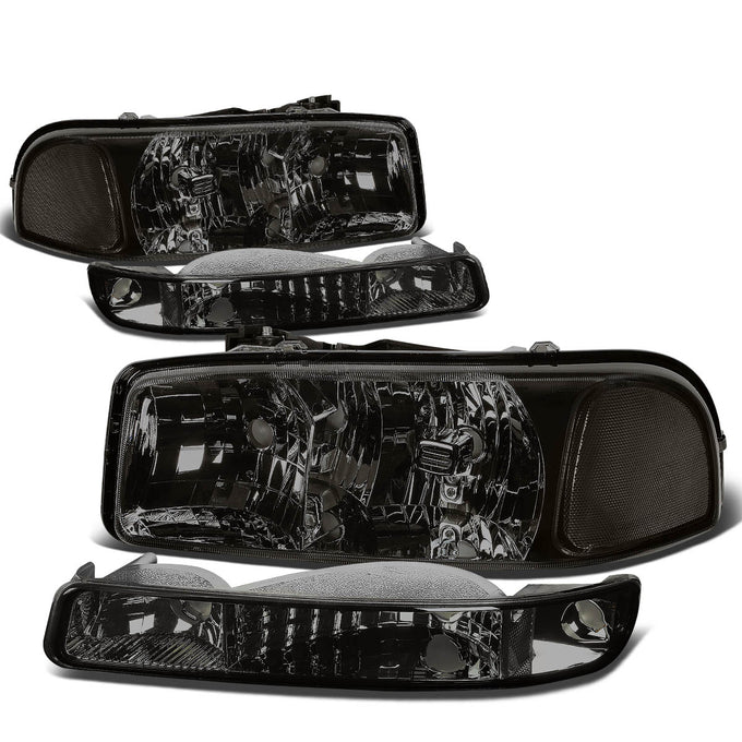 D-Motoring - Headlights - Smoked Lens - Clear Corner - Plug-n-Play - Pair - GMC Sierra 1500(HD) / 2500(HD) / 3500HD / Yukon / Sierra C3 - 1