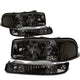 D-Motoring - Headlights - Smoked Lens - Clear Corner - Plug-n-Play - Pair - GMC Sierra 1500(HD) / 2500(HD) / 3500HD / Yukon / Sierra C3 - 1