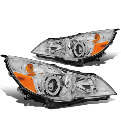 10-14 Outback/Legacy Headlights - LED - Chrome Housing - Clear Lens - Amber Corner - Plug-n-Play - Pair