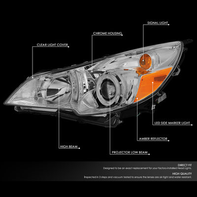 D-Motoring - 10-14 Outback/LegacyHeadlights - LED - Chrome Housing - Clear Lens - Amber Corner - Plug-n-Play - Pair - 2