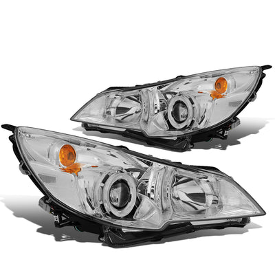 10-14 Outback/Legacy Headlights - LED - Chrome Housing - Clear Lens - Clear Corner - Plug-n-Play - Pair