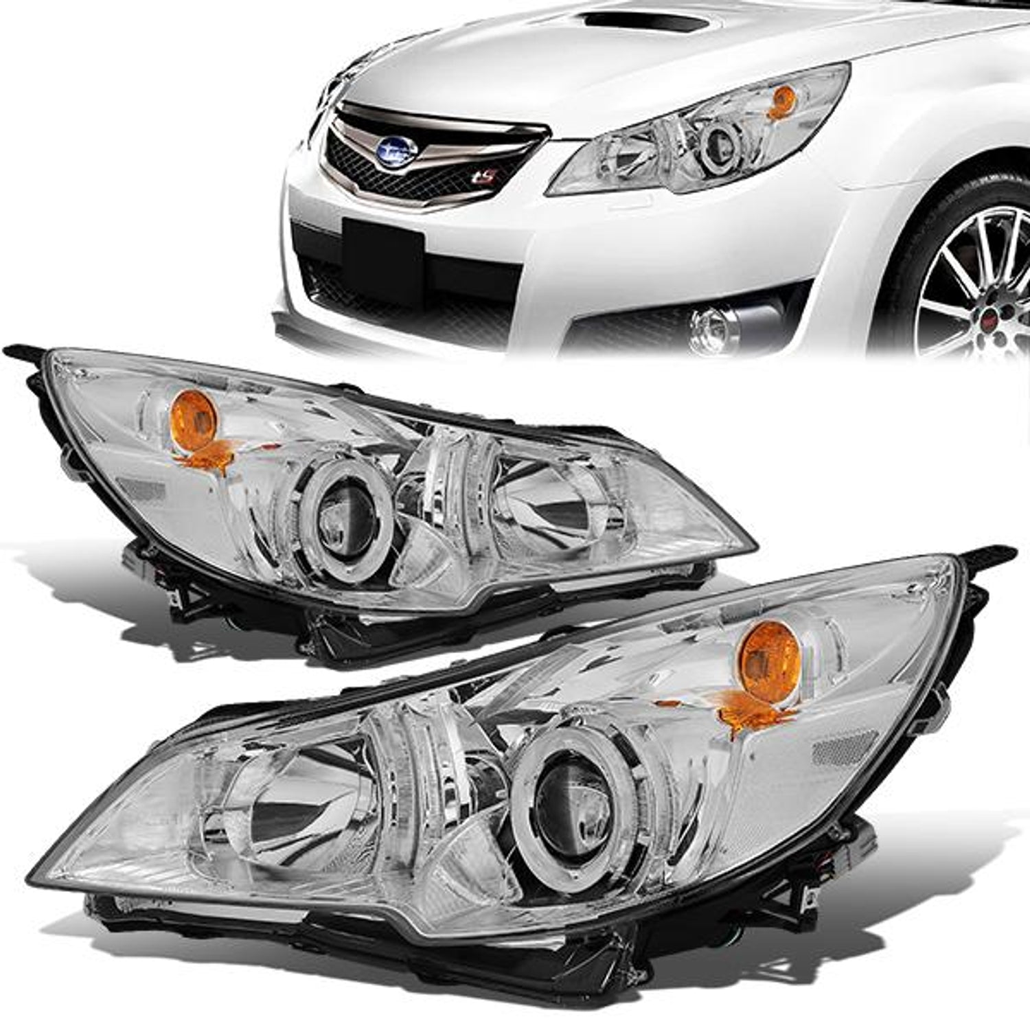 10-14-outback-legacy-headlights-led-chrome-housing-clear-lens-clear-corner-plug-n-play-pair-hl-oh-sleg10-ch-cl1 - 1