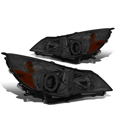 10-14 Outback/Legacy Headlights - LED - Smoked Housing - Smoked Lens - Amber Corner - Plug-n-Play - Pair