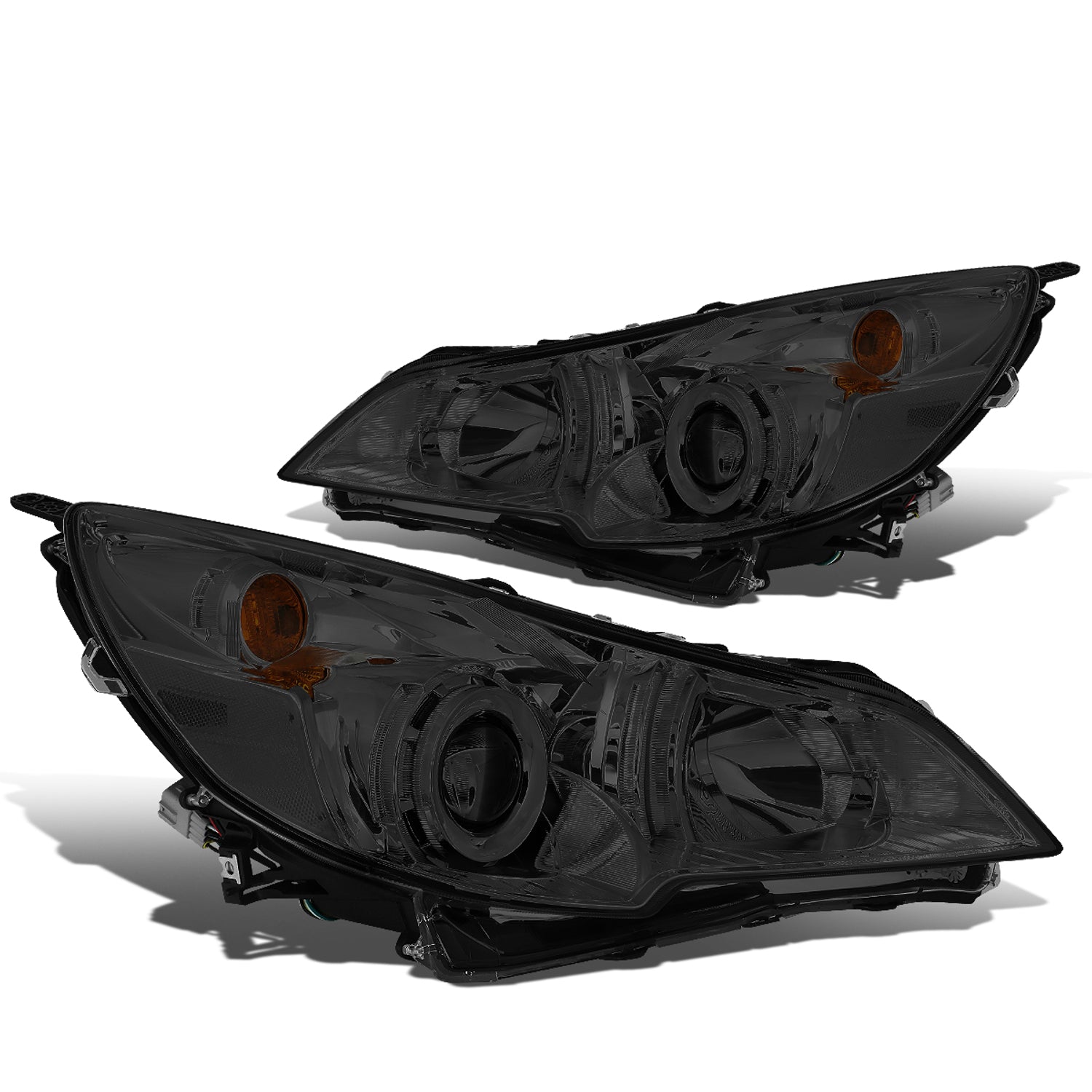 10-14 Outback/Legacy Headlights - LED - Smoked Housing - Smoked Lens - Clear Corner - Plug-n-Play - Pair