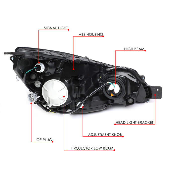 D-Motoring - 10-14 Outback/LegacyHeadlights - LED - Smoked Housing - Smoked Lens - Clear Corner - Plug-n-Play - Pair - 6