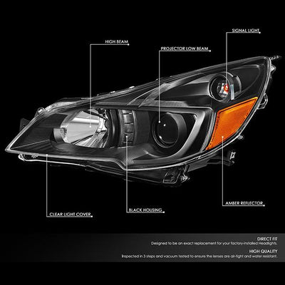 D-Motoring - 10-14 Outback LegacyHeadlights - Black Housing - Clear Lens - Amber Corner - Projector - Plug-n-Play - Pair - 2