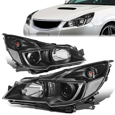 10-14 Outback Legacy Headlights - Black Housing - Clear Lens - Clear Corner - Projector - Plug-n-Play - Pair