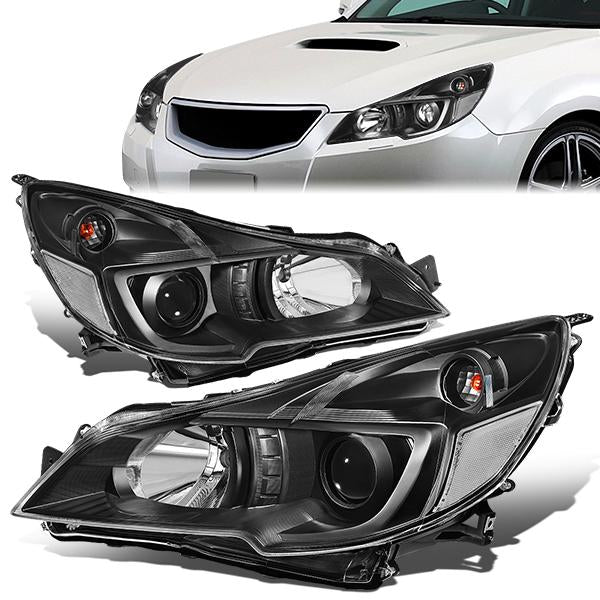 10-14 Outback Legacy Headlights - Black Housing - Clear Lens - Clear Corner - Projector - Plug-n-Play - Pair