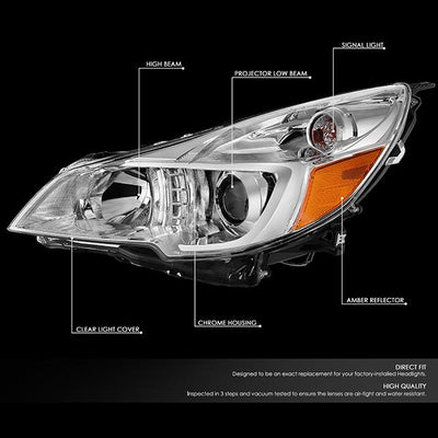 D-Motoring - 10-14 Outback LegacyHeadlights - Chrome Housing - Clear Lens - Amber Corner - Projector - Plug-n-Play - Pair - 2