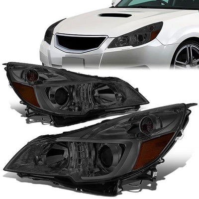 10-14 Outback Legacy Headlights - Smoked Housing - Smoked Lens - Amber Corner - Projector - Plug-n-Play - Pair