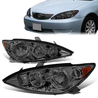 05-06 Toyota Camry Headlights - Smoked Housing - Amber Corner - Plug-n-Play - Pair