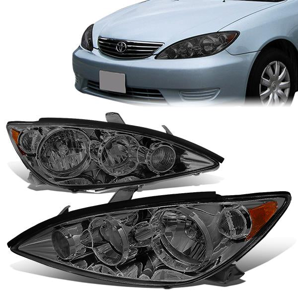 05-06 Toyota Camry Headlights - Smoked Housing - Amber Corner - Plug-n-Play - Pair