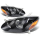 D-Motoring - Headlights - Black Housing - Amber Corner - Plug-n-Play - Pair - 03-08 Toyota Corolla - 1