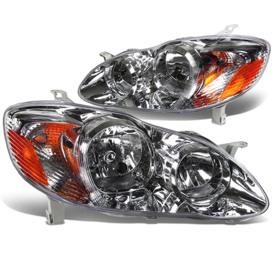 D-Motoring - Headlights - Chrome Housing - Amber Corner - Plug-n-Play - Pair - 03-08 Toyota Corolla - 3