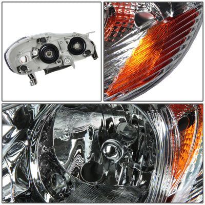 D-Motoring - Headlights - Chrome Housing - Amber Corner - Plug-n-Play - Pair - 03-08 Toyota Corolla - 2