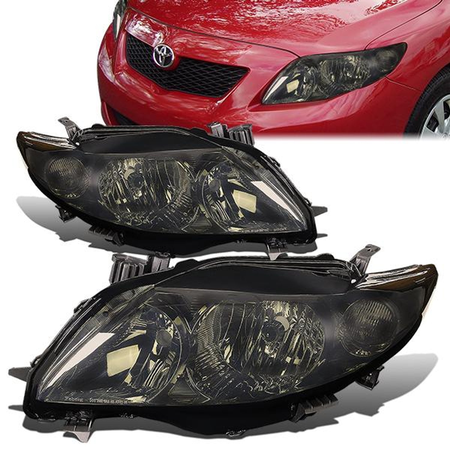 09-10 Toyota Corolla Headlights - Smoked Housing - Plug-n-Play - Pair