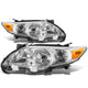 D-Motoring - Headlights - Chrome Housing - Amber Corner - Plug-n-Play - Pair - 11-13 Toyota Corolla Sedan - 1