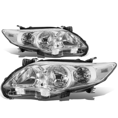 D-Motoring - Headlights - Chrome Housing - Plug-n-Play - Pair - 11-13 Toyota Corolla Sedan - 1