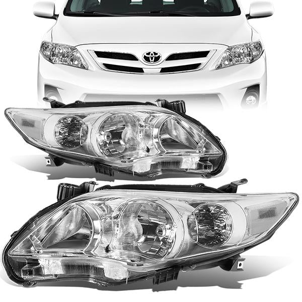 11-13 Toyota Corolla Headlights - Chrome Housing - Plug-n-Play - Pair