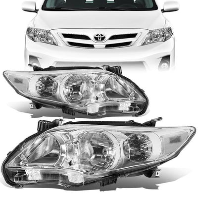 11-13 Toyota Corolla Headlights - Chrome Housing - Plug-n-Play - Pair