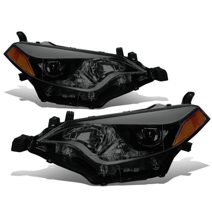D-Motoring - Headlights - Smoked Lens - Amber Corner - Projector - Plug-n-Play - Pair - 14-16 Toyota Corolla Sedan - 1