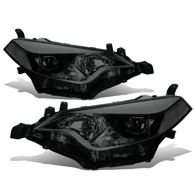 D-Motoring - Headlights - Projector - Smoked Lens - Clear Corner - Plug-n-Play - Pair - 14-16 Toyota Corolla Sedan - 1