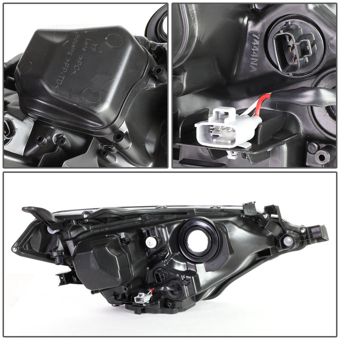D-Motoring - Headlights - Projector - Smoked Lens - Clear Corner - Plug-n-Play - Pair - 14-16 Toyota Corolla Sedan - 4