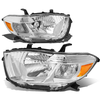 D-Motoring - Headlights - Chrome Housing - Amber Corner - Plug-n-Play - Pair - 08-10 Toyota Highlander - 1