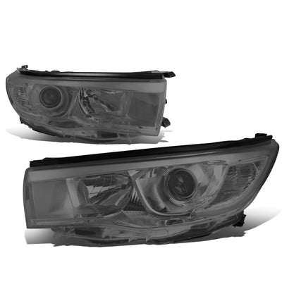 D-Motoring - Headlights - Smoked Lens - Clear Corner - Projector - Plug-n-Play - Pair - 14-16 Toyota Highlander - 1