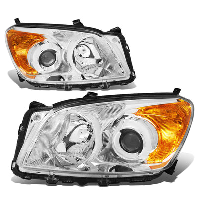 D-Motoring - Headlights - Chrome Housing - Amber Corner - Projector - Plug-n-Play - Pair - 09-12 Toyota Rav4 - 1
