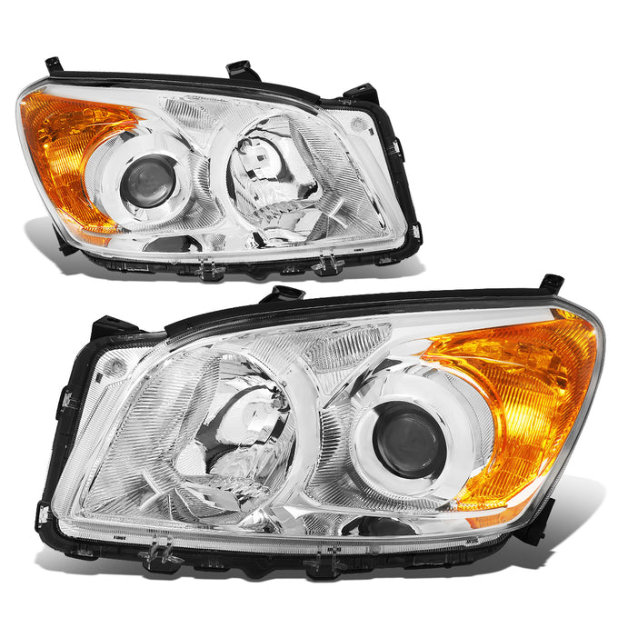 D-Motoring - Headlights - Chrome Housing - Amber Corner - Projector - Plug-n-Play - Pair - 09-12 Toyota Rav4 - 1