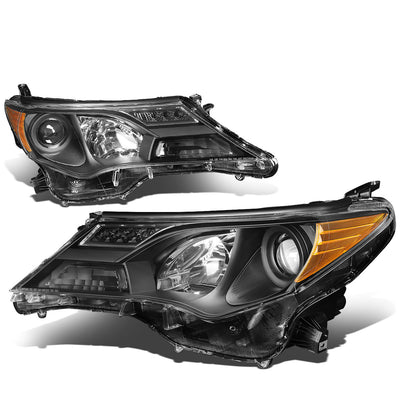 D-Motoring - Headlights - Black Housing - Amber Corner - Projector - Plug-n-Play - Pair - 13-15 Toyota Rav4 - 1